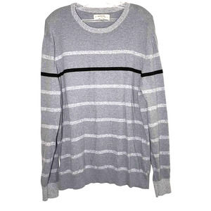 Hawker Rye Heather Gray Stripe Cotton Cashmere Sweater Men's Size L Long Sleeve